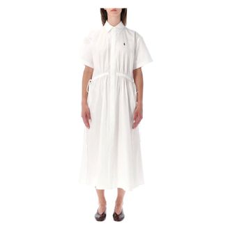 Polo Ralph Lauren Shirt Dresses, female, White, Size: 2XS Drawstring Cotton Shirtdress