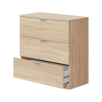 Dmora C&oacute;moda Whittier, C&oacute;moda Para Dormitorio, Septeto Con 3 Cajones, 77x38h80 Cm, Roble, Con Embalaje Reforzado - Dmora