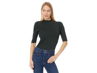 Lilla P Ruffle Mock Neck Sweater Womens Sweater Loden : XS, Polyester/Viscose