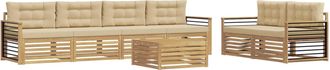 vidaXL Conjunto De Sof&aacute;s De Exterior 7 Uds. Y Beige Poli&eacute;ster Vidaxl