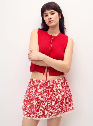 Twik Womens Lace-hem crinkled skort