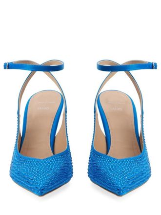 Liu Jo Hohe Schuhe - Satin Slingback Heels With Hourglass Design - Gr. 36 (EU) - in Blau - f&uuml;r Damen