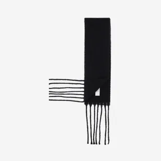 Patou Womens Wool Blend Long Fringe Scarf Black Alpaca Scarfs