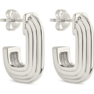 Sterling Forever Briella Rib Hoop Earrings in Silver at Nordstrom Rack