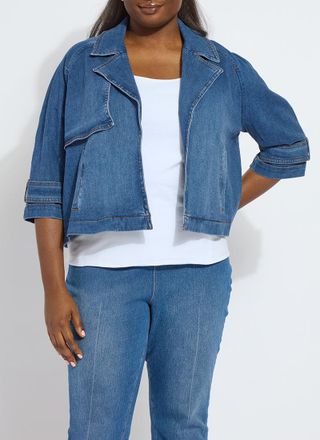 Lyss&eacute; Jeanne Cropped Tencel Denim Trench Curvy