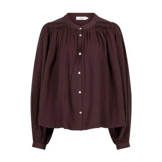 Ruby Tuesday Overhemden, Dames, Rood, M, Geplooide Kraagloze Blouse