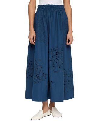 Lafayette 148 New York Embroidered A-Line Midi Skirt