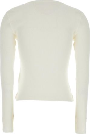 Chlo&eacute; Womens Long Sleeve T-Shirt White Ribbed Cotton T-Shirts & Jerseys