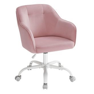 Songmics Silla de escritorio ergon&oacute;mica de terciopelo rosa