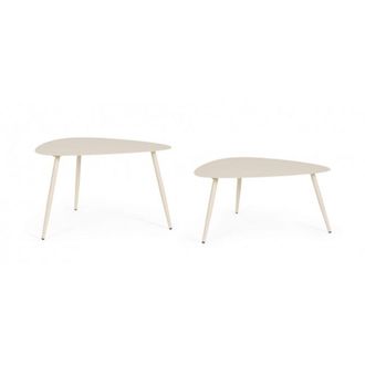 Konte Design Lote de 2 mesas bajas de acero beige