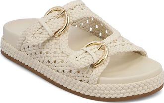 Mia Braided Buckle Strap Platform Sandal in Bone at Nordstrom, Size 7.5