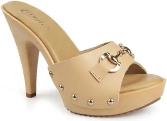 Candie's Giulianna Platform Slide Sandal in Natural Leather at Nordstrom, Size 10