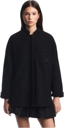 Emporio Armani Sobrecamisa de Nueva Lana de Corte Holgado - Blouses & Shirts - Mujer - Negro - L