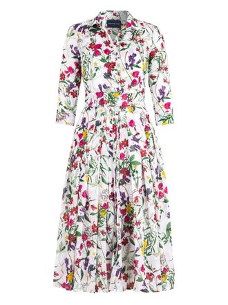 Samantha Sung Audrey floral-print pleated midi dress - White