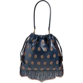 Etro Medium Kalispera Embroidered Leather Shoulder Bag in Panna at Nordstrom