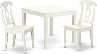 East West Furniture Dining Room Set Linen White, OXKE3-LWH-W