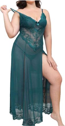 Generic Sexy Lingerie Plus Size Women with Lace Mesh Nightwear Outfits G-String Naughty Teddy Babydolls Options for of All Shapes and Sizes Green
