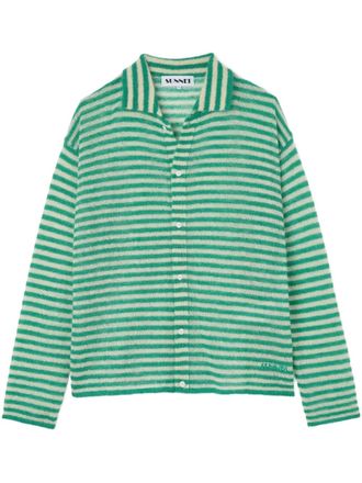 Sunnei striped cardigan - unisex - Mohair/Polyamide/Wool - L - Green