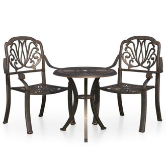 vidaXL Set Da Bistrot 3 Pz In Alluminio Pressofuso Bronzo Vidaxl