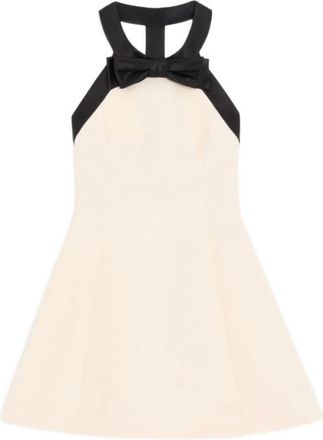Valentino Crepe Couture Kort Jurkje - Dames - Feestkleedjes - Beige - L - Wol - Kleedjes