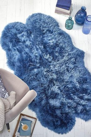 Origin Store Genuine Sheepskin Quad Rug in Navy | Size: 105 cm x 160 cm