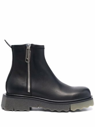 Off-white zip-fastening sponge ankle boots - men - Leather/Leather/Rubber - 40 - Black