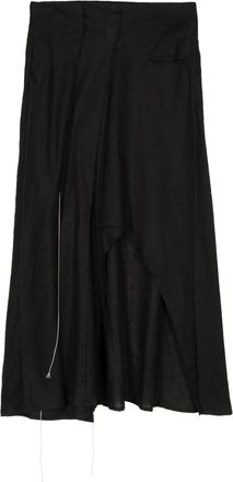 Yohji Yamamoto asymmetric linen skirt - women - Linen/Flax - 3 - Black