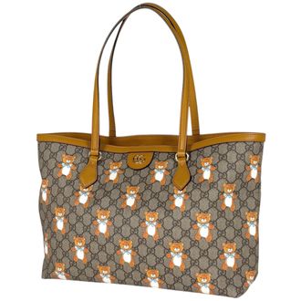 Gucci Brown Gg Supreme Leather Tote Bag (Pre-Owned)