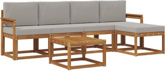 vidaXL Conjunto De Sof&aacute;s De Exterior 6 Uds. Gris Natural Y Claro Vidaxl