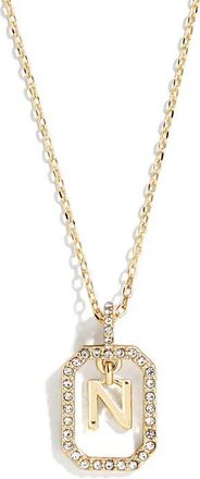 BaubleBar Alicia Intial Pendant Necklace in Clear - N at Nordstrom
