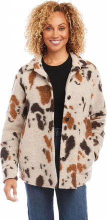 Karen Kane Blaise Print Shirt Jacket In Shades Of Brown