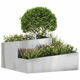 Berkfield Home Planter 80x80x50 cm Galvanised Steel in Silver | Size: 80 x 80 x 50 cm