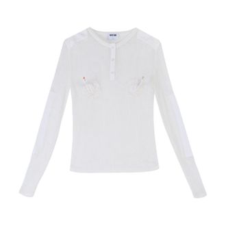 Moschino Maglia Rete Oche - female - Moschino - Long Sleeve T-Shirts - White - M - Tops