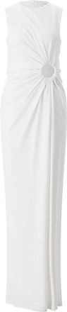 Sportmax Draped Ring-Detail Maxi Dress - Dames - Avondkleed - Wit - L - Kleedjes