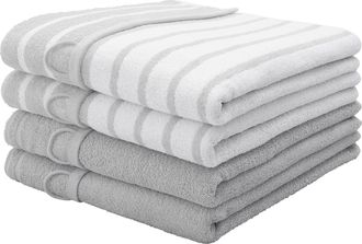 My Home Duschtücher »Finn, Duschtücher 70x140cm« Set und Serie, mit Uni Farben und Streifen, 100% Baumwolle