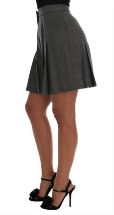 Dolce & Gabbana Womens Gray Wool High Waist Mini Shorts