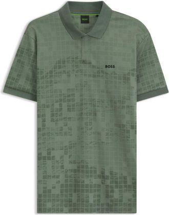 BOSS Printed-graphic polo shirt in mercerised cotton