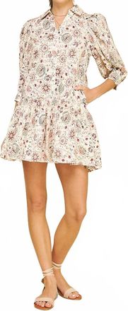 Pinch Design Print Button Down Mini Dress In Cream