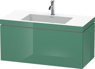 Duravit Lavabo Para Muebles Duravit L-cube C-bonded Con Base, Colgante, 100x48 Cm, 1 Extra&iacute;ble, Sin Rebosadero, 1 Agujero Para Grifo, Color: Jade Laca Alto Br