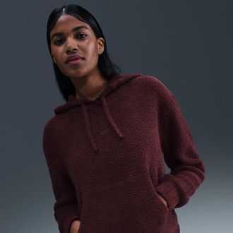 Nike Womens Nike Sportswear Phoenix Cozy Boucl&eacute; Loose Knit Hoodie in Red | HV2768-619