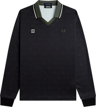 Fred Perry Printed Long Sleeve Polo - Heren - Polos - Zwart - S - Katoen - Tops