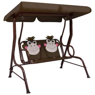vidaXL Banco Balanc&iacute;n Para Ni&ntilde;os Tela Marr&oacute;n 115x75x110 Cm Vidaxl