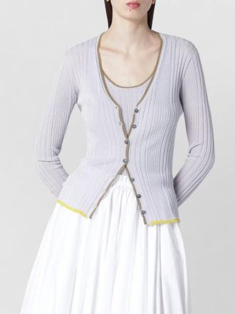 Roberto Collina cardigan gold trim long sleeves scoop neck