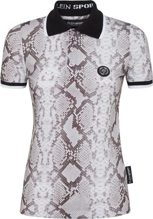 Plein Sport Polo Shirt Python - Dames - Fitness - Grijs - M - Katoen - Fitness