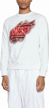 Diesel Mens DIESEL S Ginn E9 Felpa Mens Sweatshirt Pullover Jumper Crew Neck Bright White - Size: 42