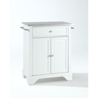 Crosley Furniture Lafayette Stainless Steel Top Portable Kitchen Island/Cart White/Stainless Steel