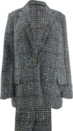 Isabel Marant Étoile Kice Plaid Tweed Blazer with Pockets in Blue Wool