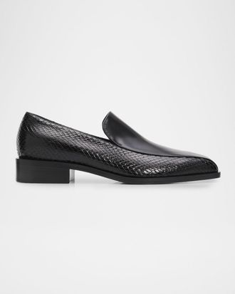 Giuseppe Zanotti Men & apos;s Python Leather Square-Toe Dress Loafers
