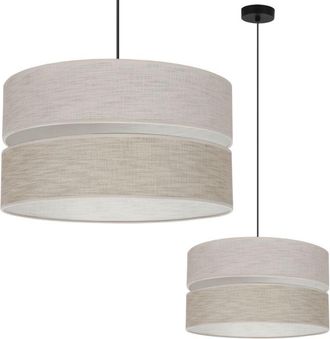 OEM L&aacute;mpara Colgante Duo Lino Negro 1 Luz Plana Beige L06 40cm