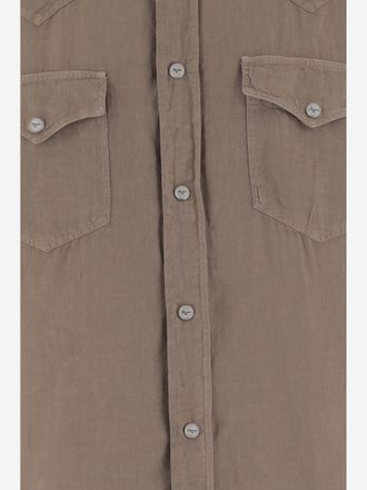 Finamore Mens Linen Shirt Beige